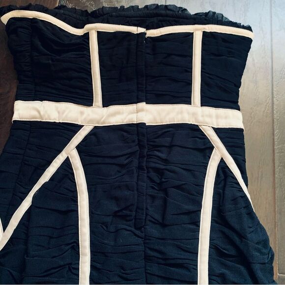 ASOS Vintage Black & Ivory Ruche Bodycon Strapless Cocktail/Wedding Guest Dress - Picture 5 of 10